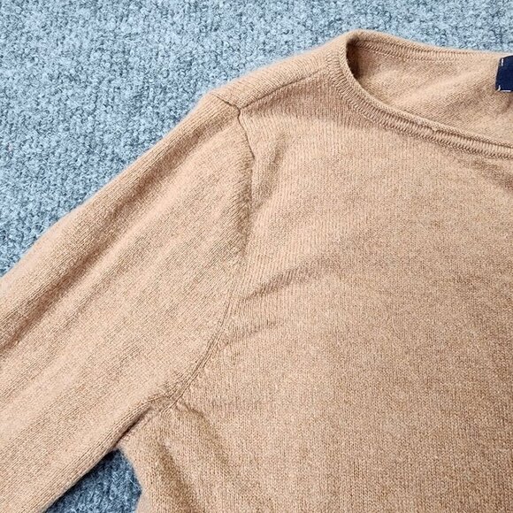 Lands End 100% Cashmere Brown Tan Sweater Bell Sleeve Crew Neck XS 2-4 - Picture 2 of 10